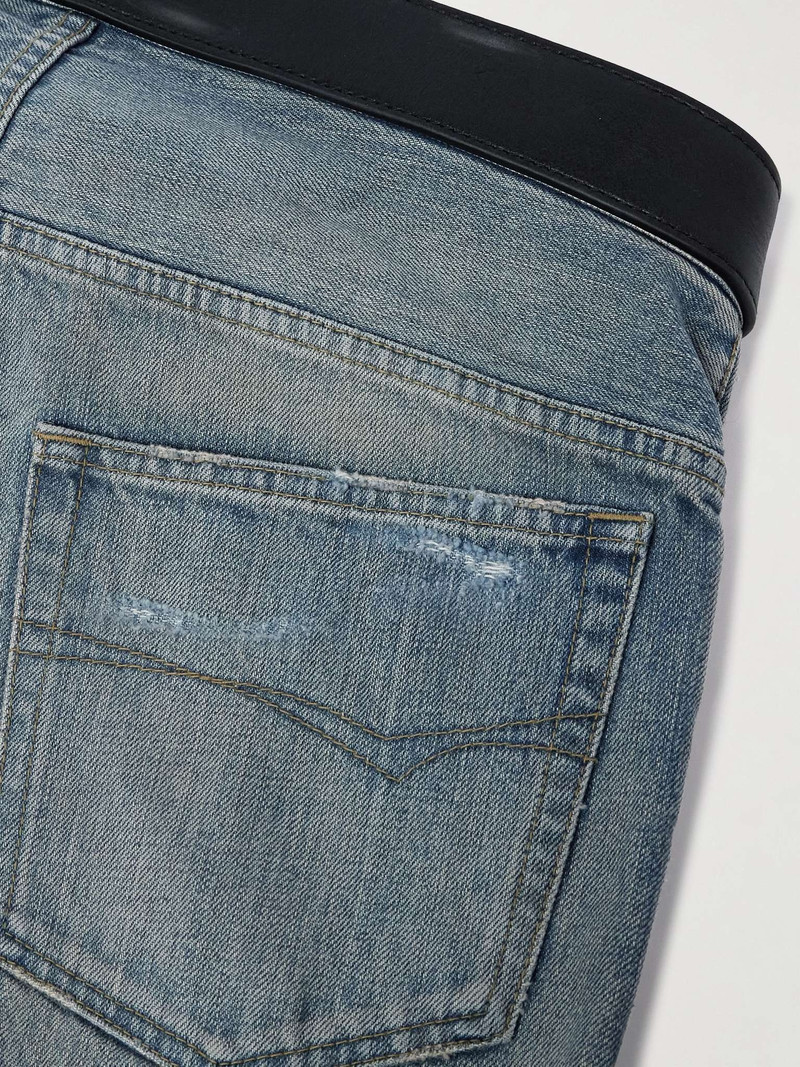 Straight-Leg Belted Distressed Selvedge Jeans 6