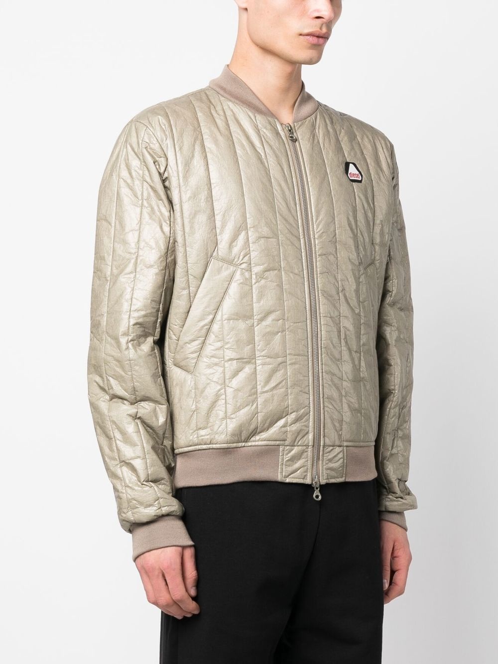 beige quilted bomber jacket - 4