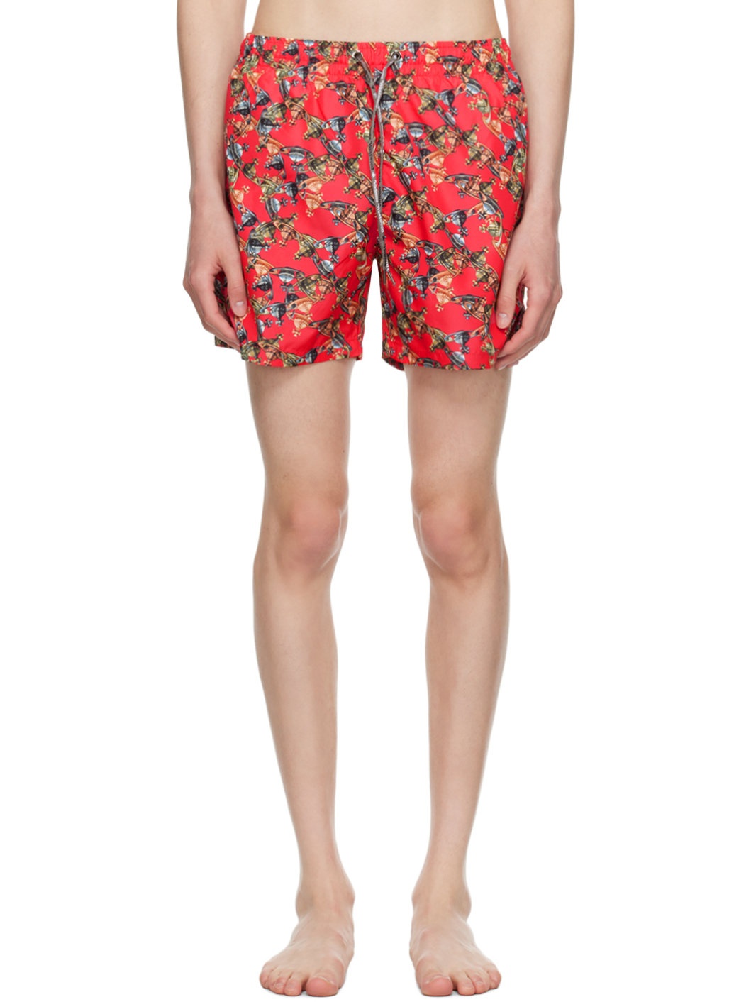 Red Crazy Orb Swim Shorts - 1