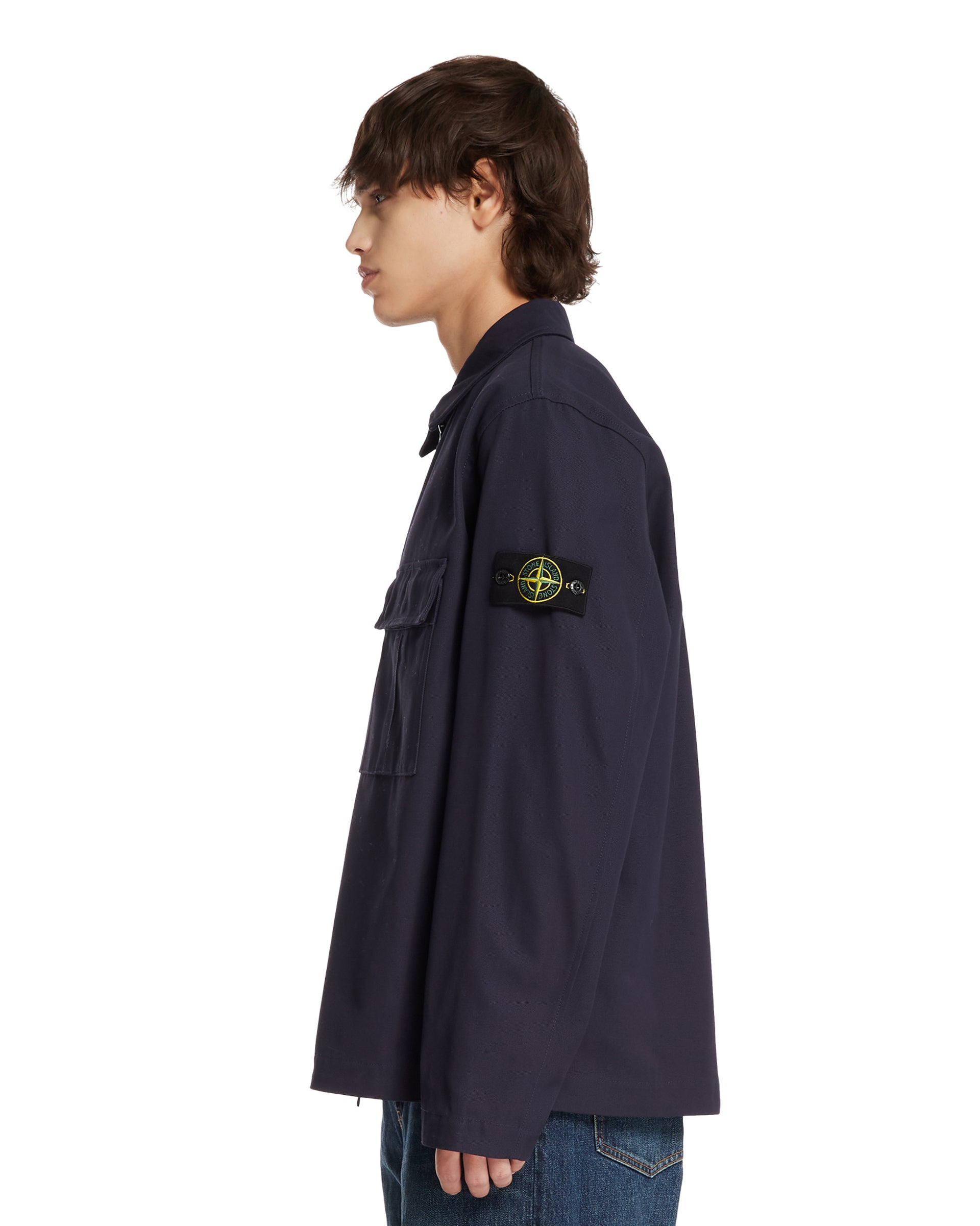 Blue Cotton Zip Overshirt - 5
