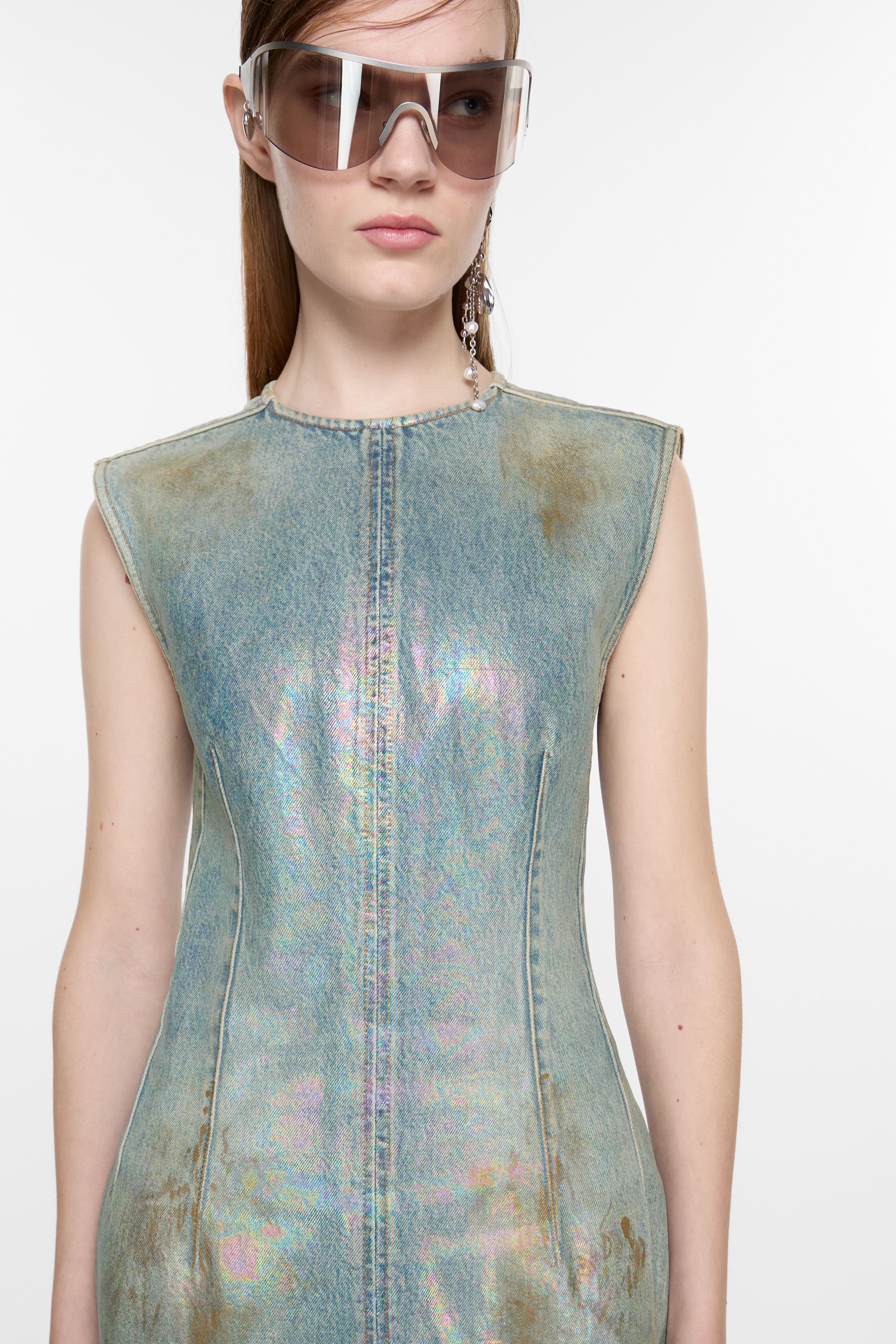Coated denim dress - Mid blue - 6