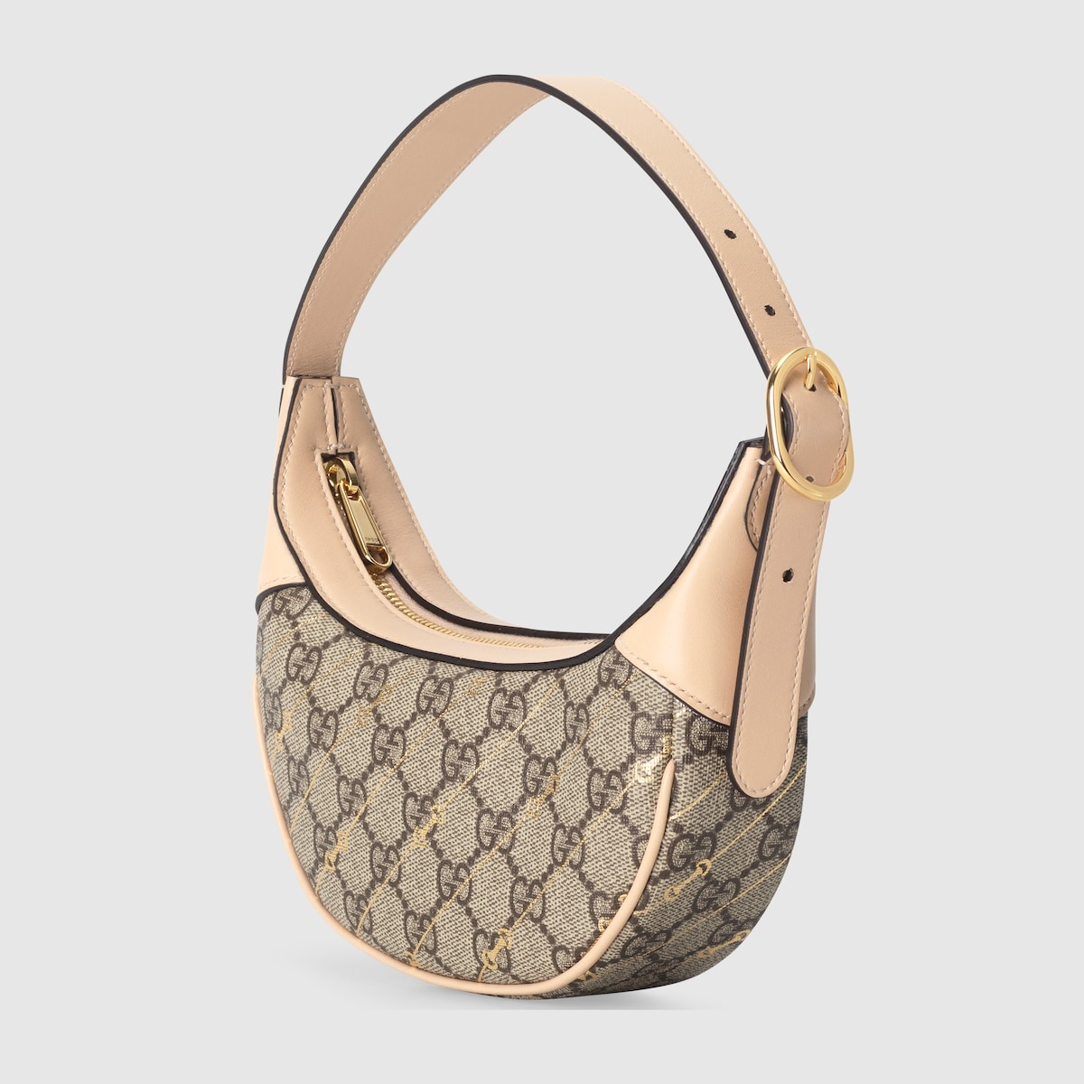 Half-moon-shaped mini bag with Interlocking G in beige and ebony Supreme