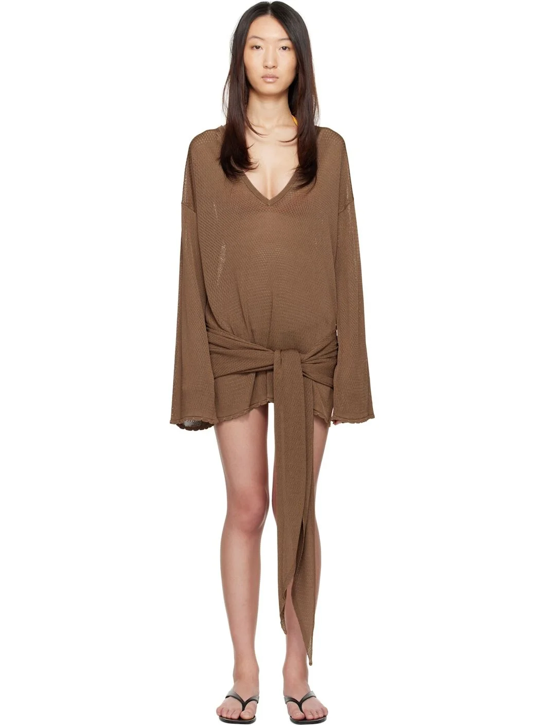 Brown Mini Abito Cover-up - 1