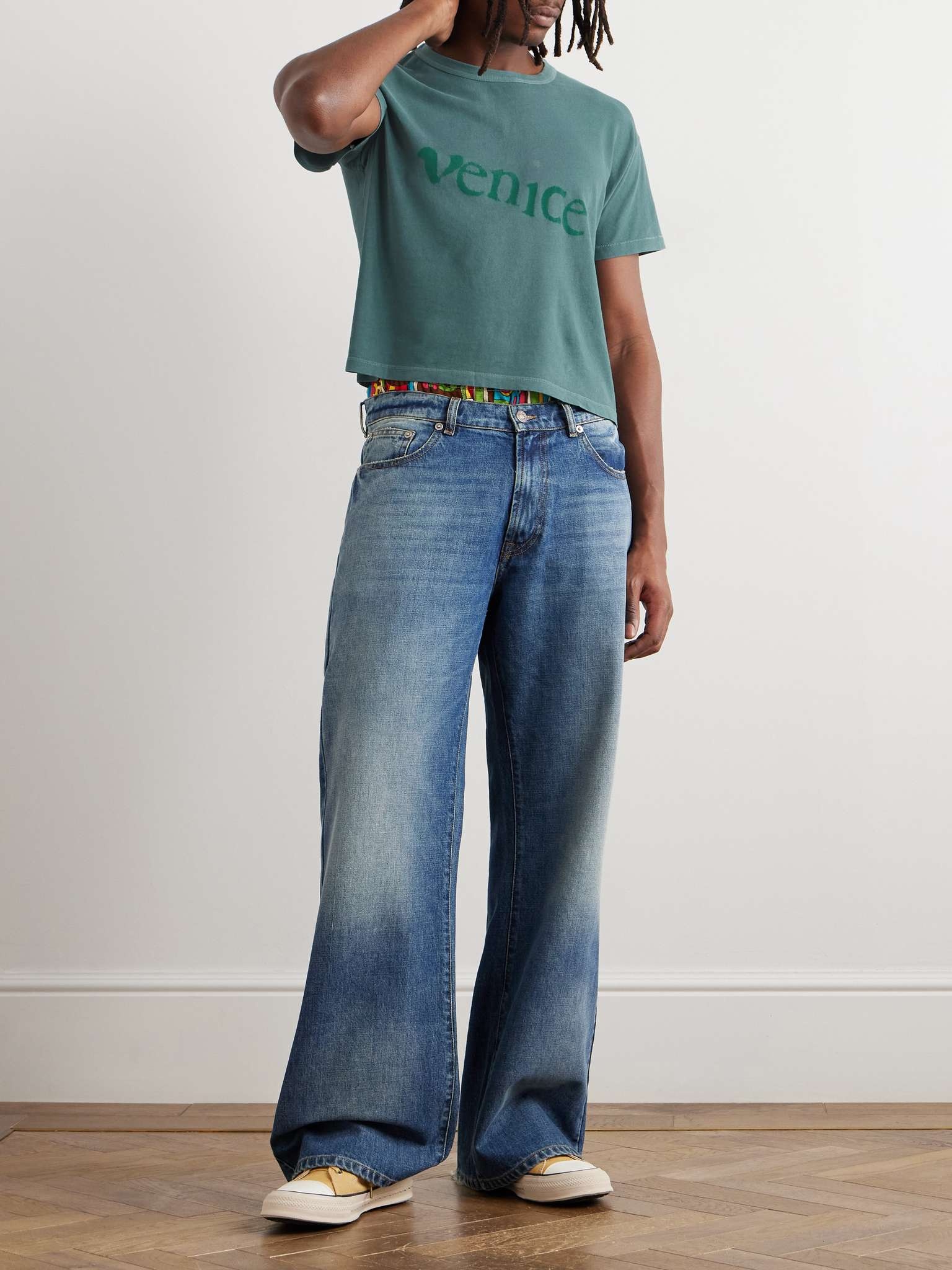 Venice Cropped Printed Cotton-Jersey T-Shirt - 2