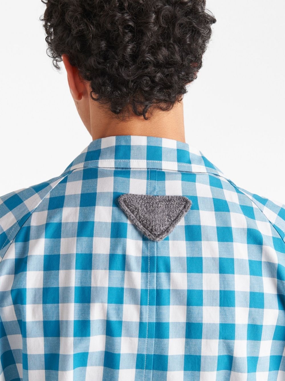 gingham-check cotton coat - 5