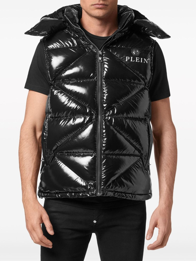 Hexagon logo-plaque padded gilet 3