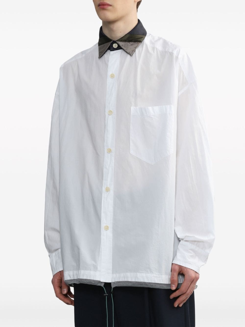striped-collar cotton shirt - 3