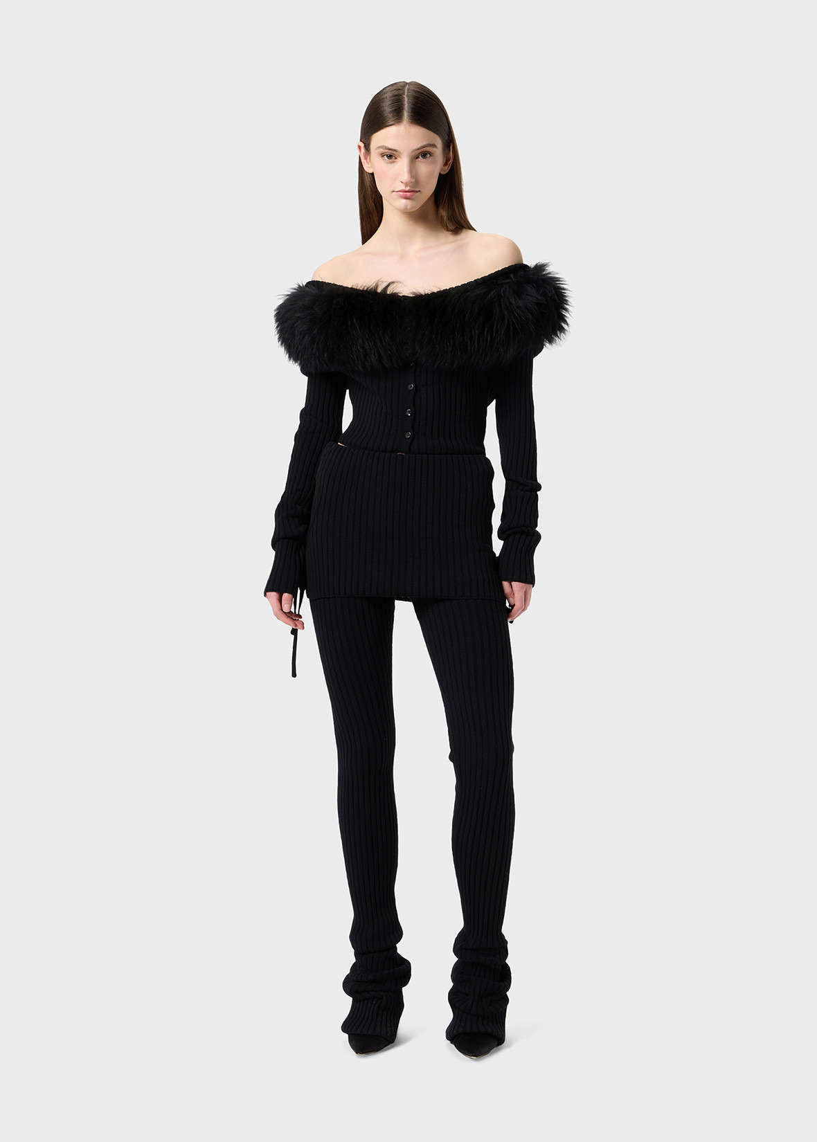 KNITTED LEGGINGS WITH CUT-OUTS AND LACES - 2