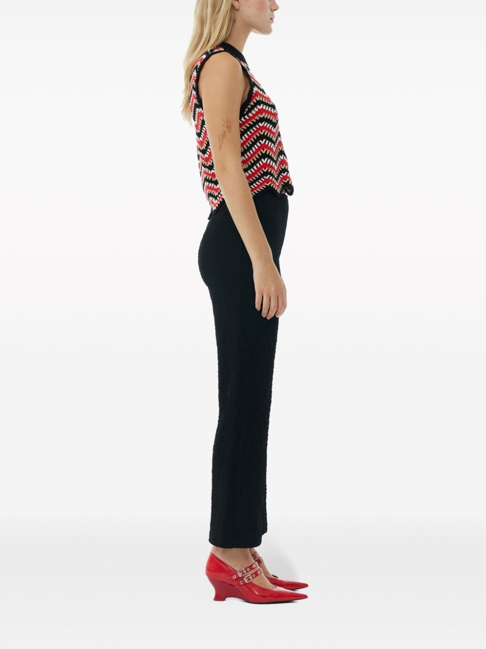 textured cropped trousers - 3