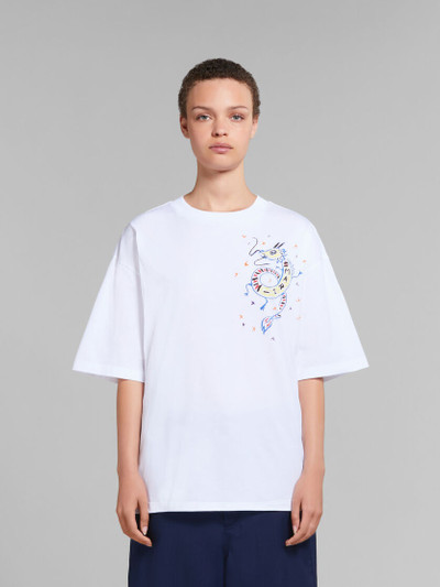 Marni WHITE ORGANIC JERSEY T-SHIRT WITH DRAGON PRINT outlook