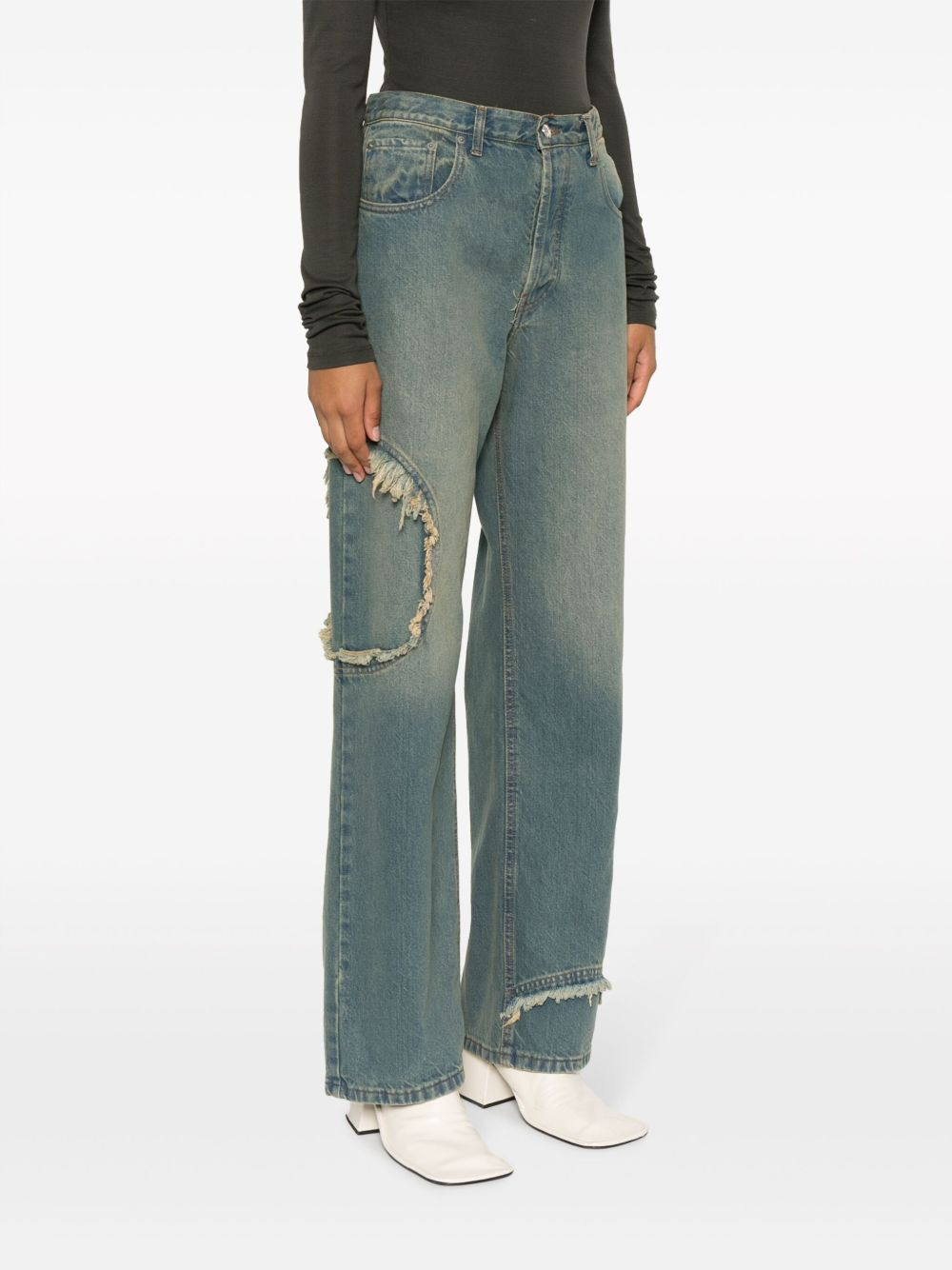 logo-patch wide-leg jeans - 3