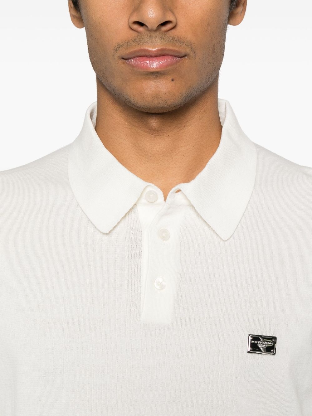 logo-plaque cotton polo shirt - 4