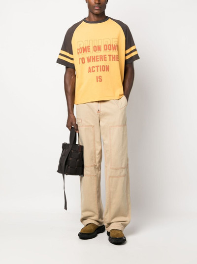 Rhude slogan-print contrast-sleeve T-shirt outlook