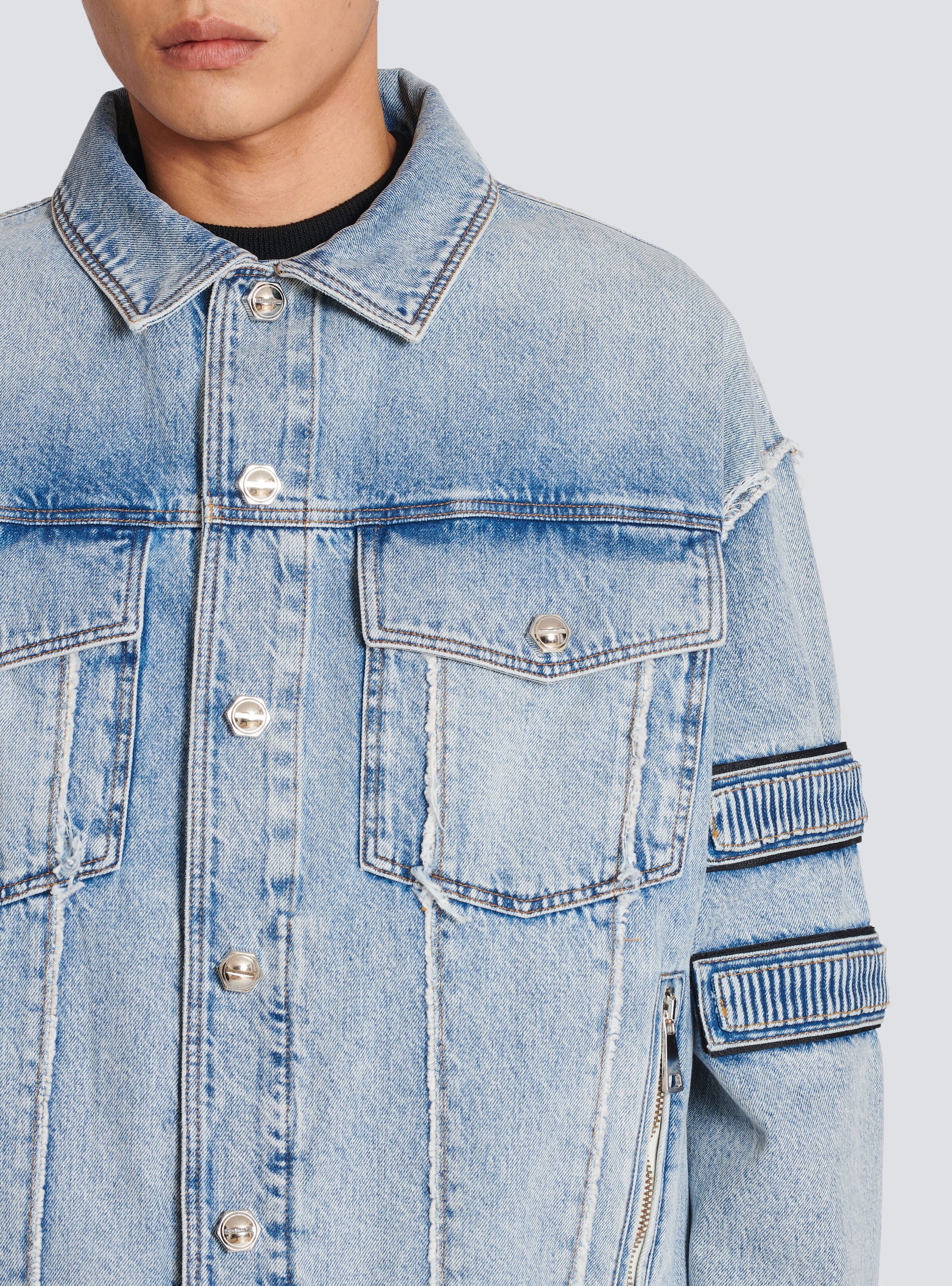Denim jacket with velcro stripes - 9