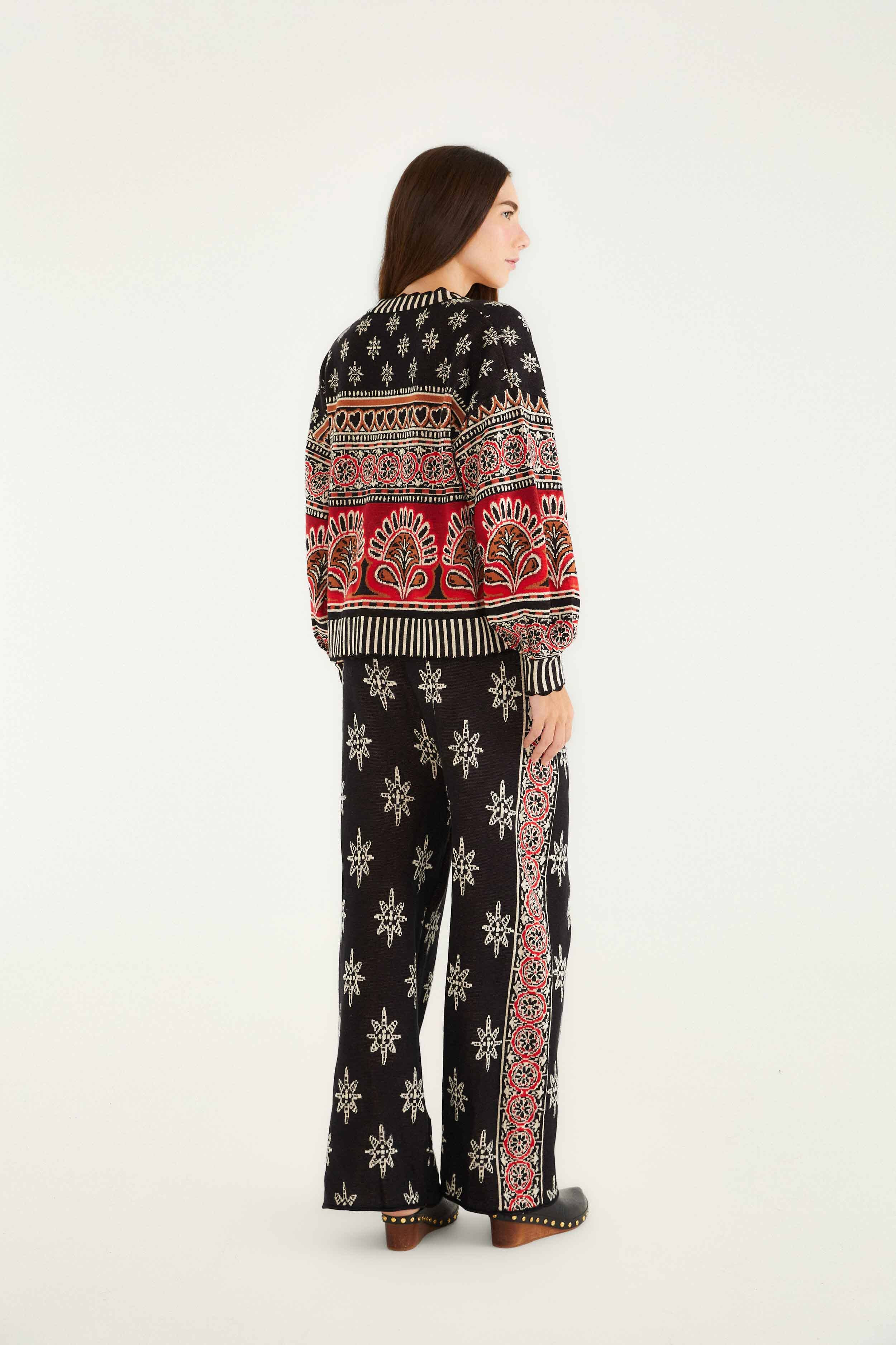 Black Ainika Love Coconut Groove Knit Pants - 4