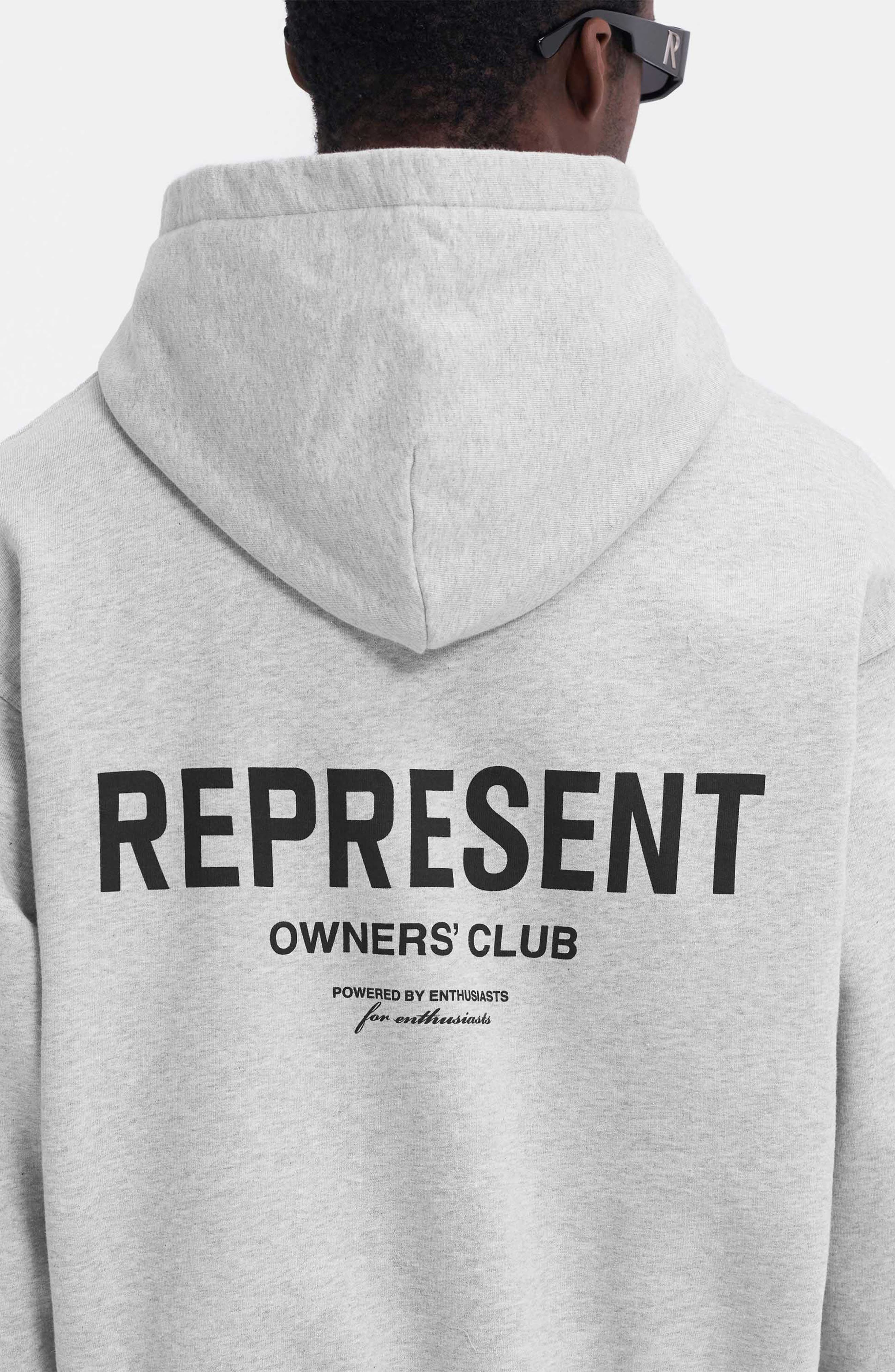Represent Owners' Club Script Graphic Zip Hoodie in Ash Grey at Nordstrom - 4