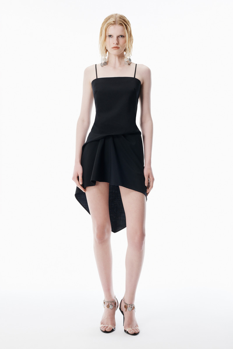 Alexander Wang Black Wool Mohair Tucked Hem Dress outlook