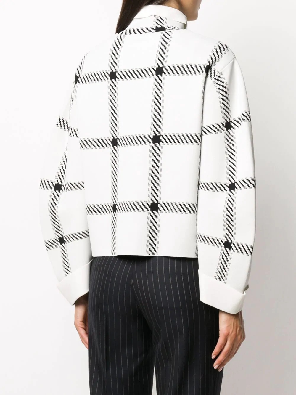 checked high-neck jumper - 4