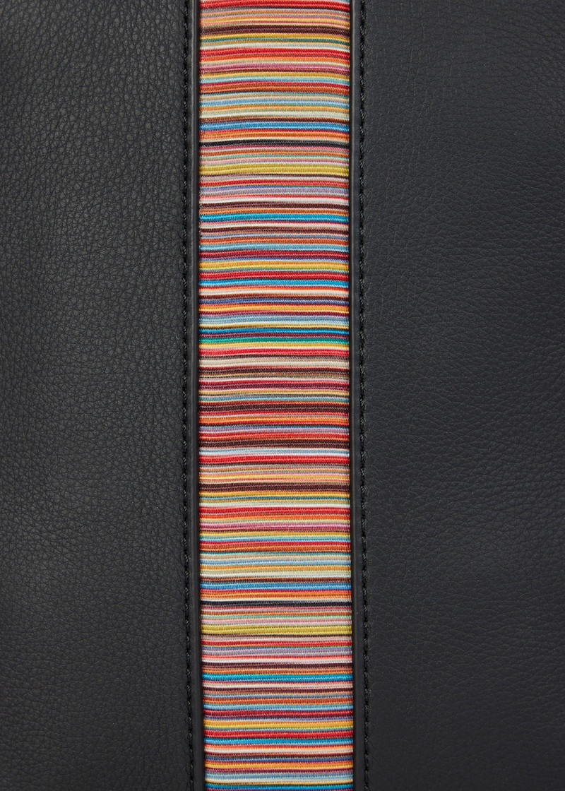 Black 'Signature Stripe' Leather Flight Bag 5