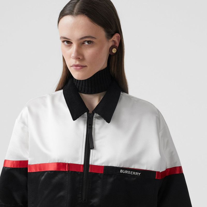 Colour Block Silk Satin Oversized Bowling Shirt 7