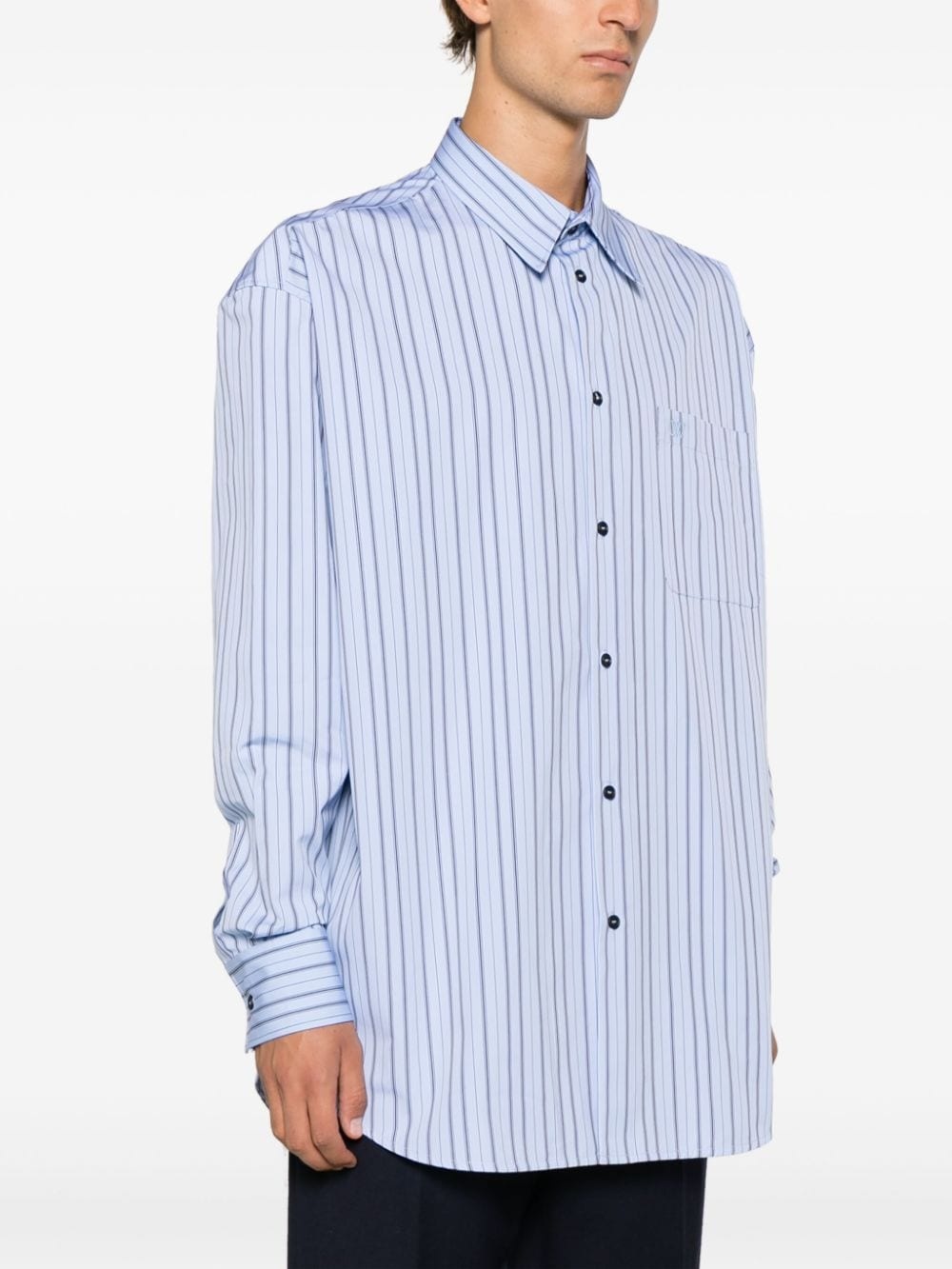 logo-embroidered striped shirt - 3