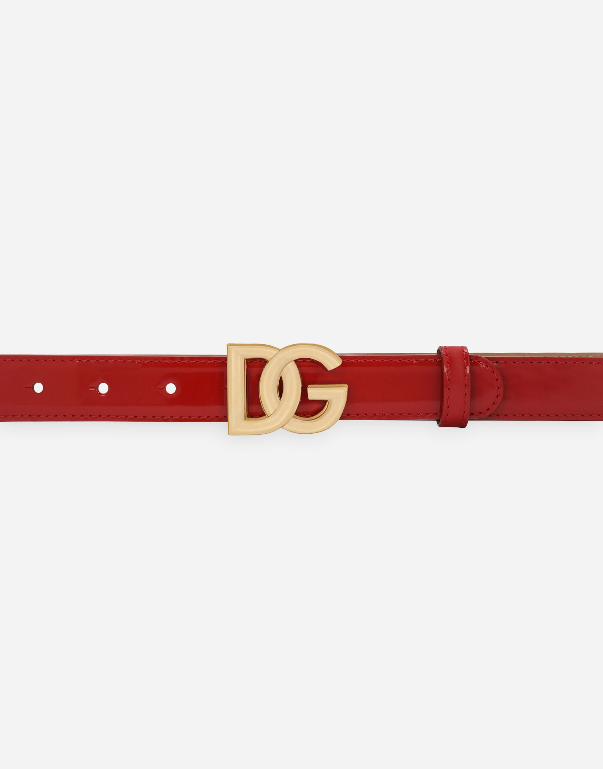 Polished calfskin belt with DG logo - 3
