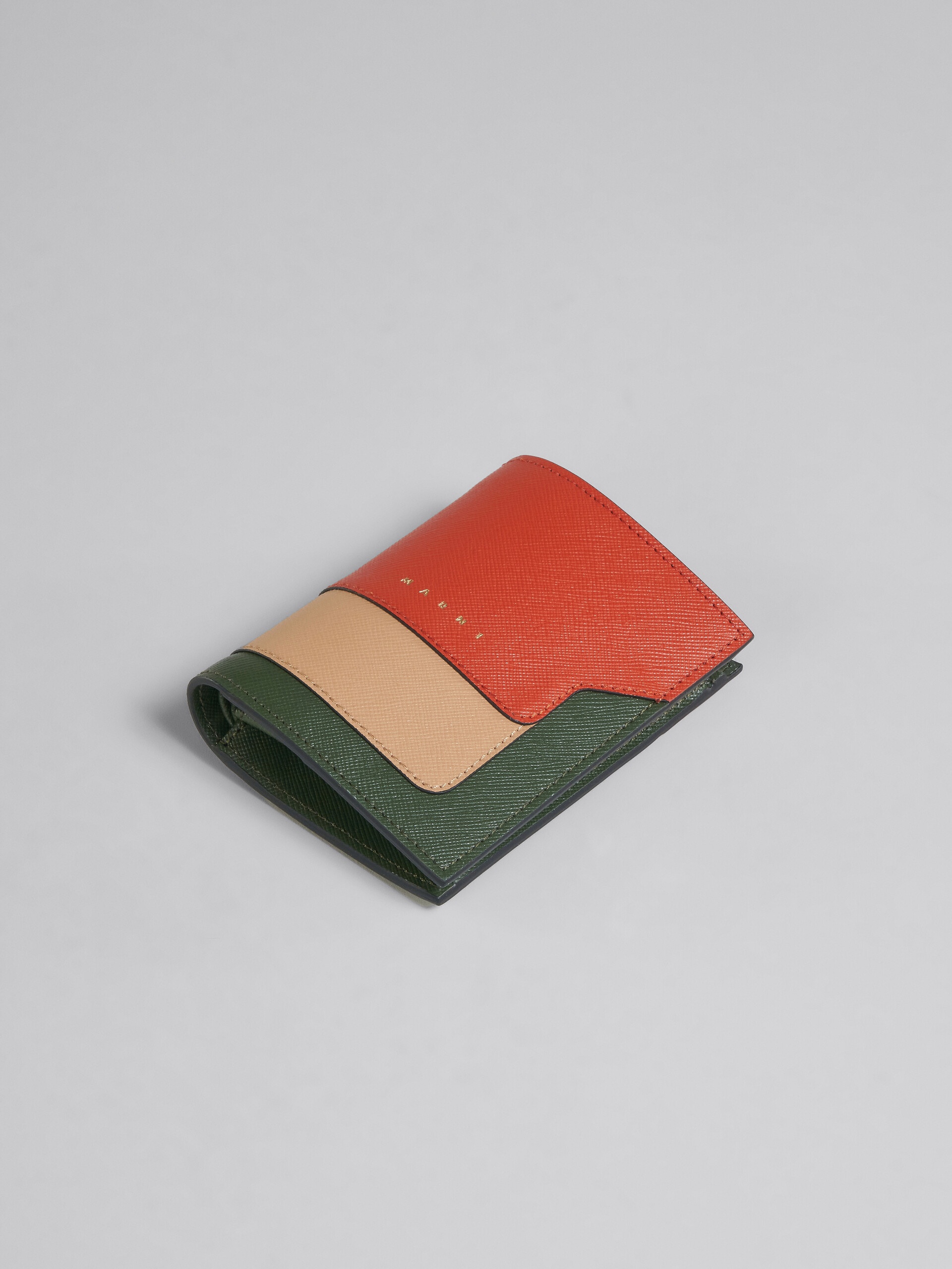 BROWN MULTICOLOUR SAFFIANO LEATHER BI-FOLD WALLET - 5