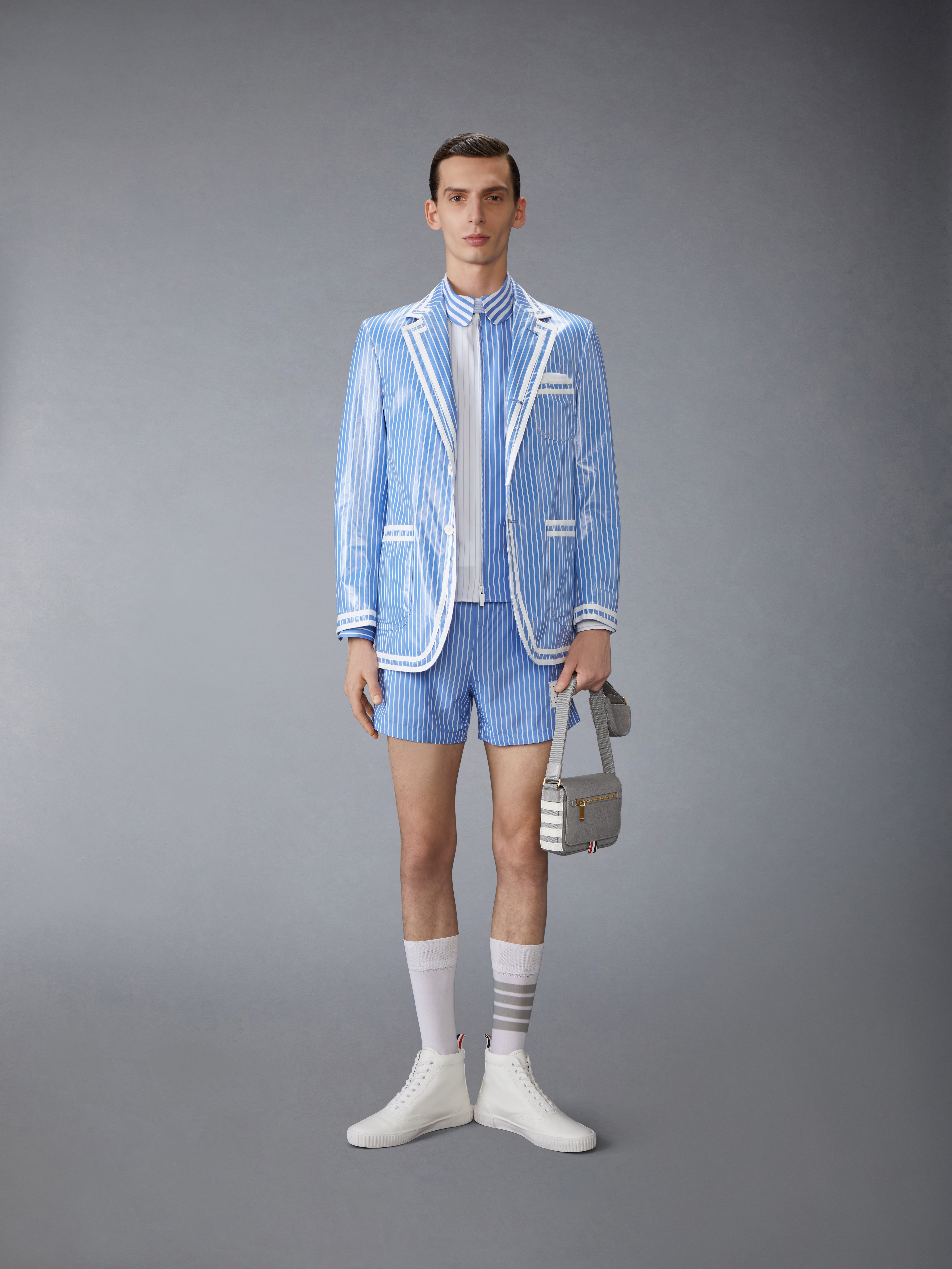 LAMINATED PINSTRIPE POPLIN UNSTRUCTURED SPORTSCOAT - 4