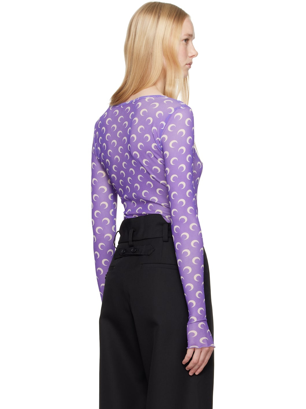 Purple Recycled Moon Mesh Second Skin Cropped T-shirt - 3