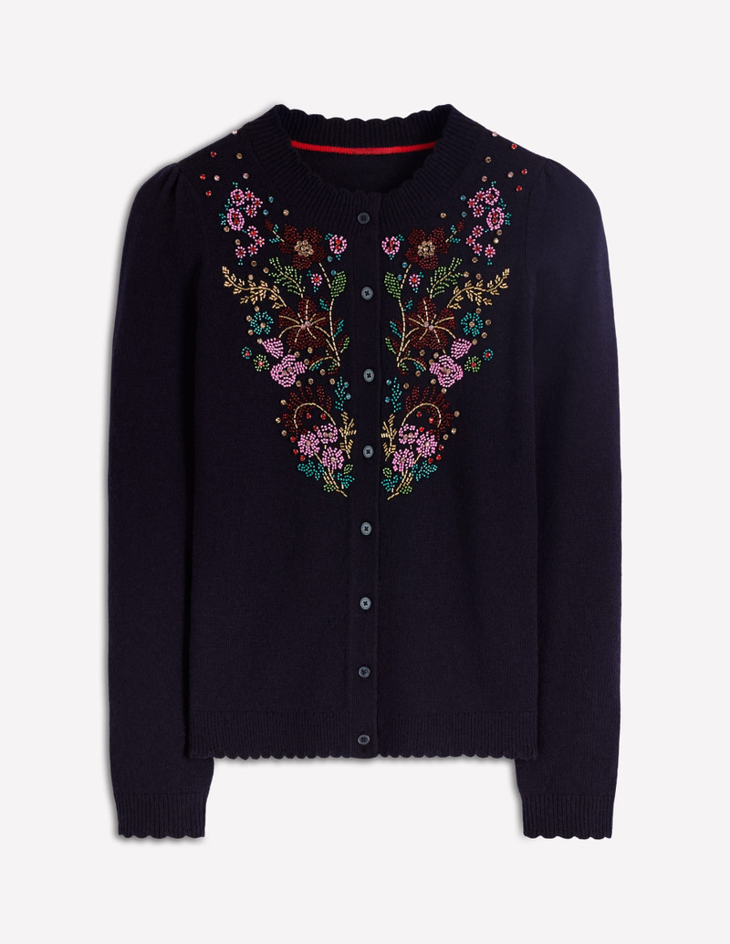 Elizabeth Embellished Cardigan-Navy, Floral Embellishment 8