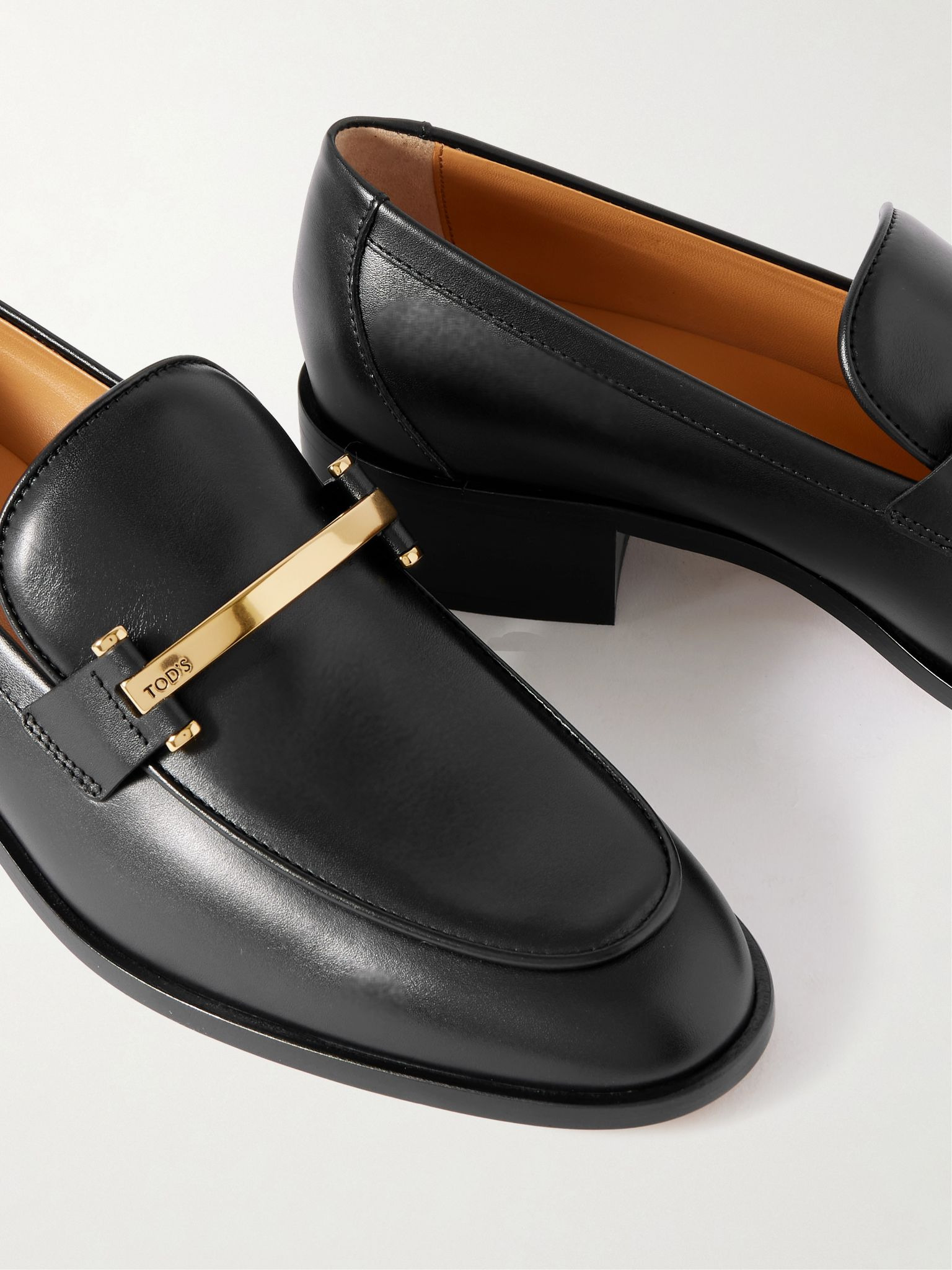 Embellished leather loafers Black - 4