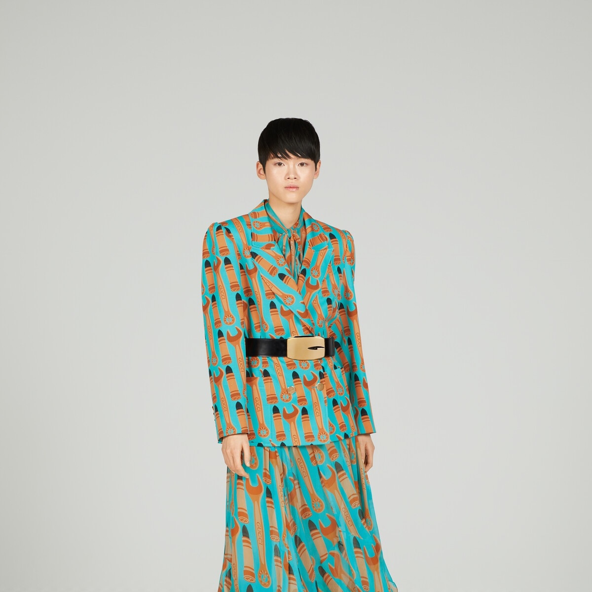 Lipstick and tool print silk jacket - 7