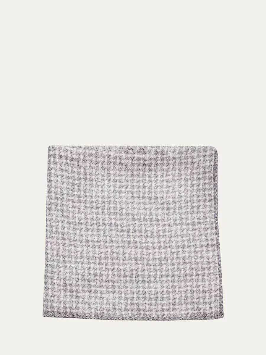 Men's Houndstooth Effect Silk Pocket Square - 1