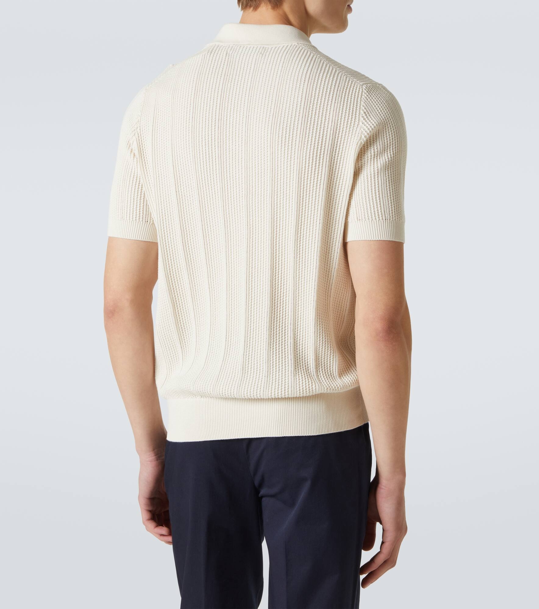 Knitted cotton polo shirt - 4