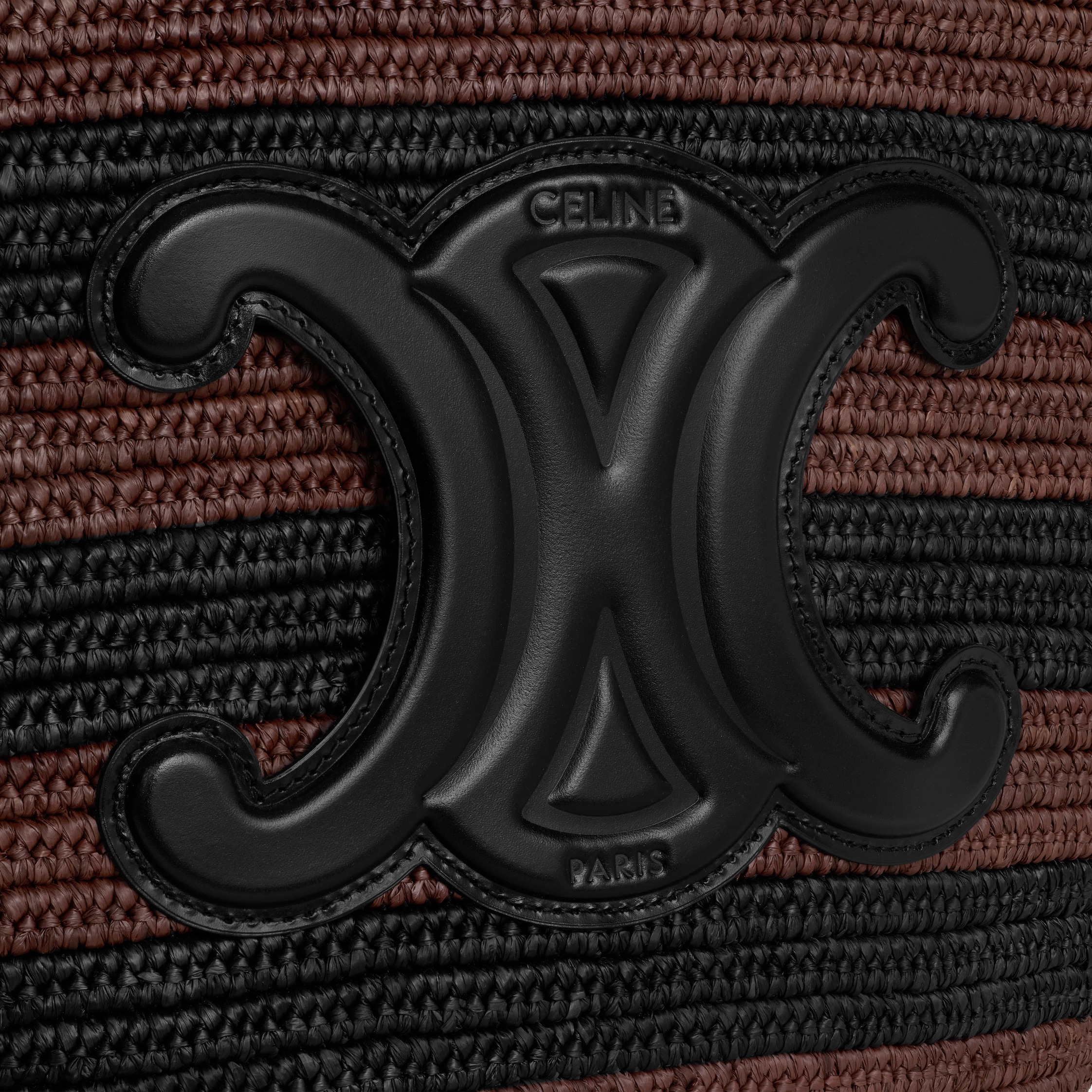 COUFFIN CELINE CLASSIC PANIER IN STRIPED RAFFIA AND CALFSKIN - 5