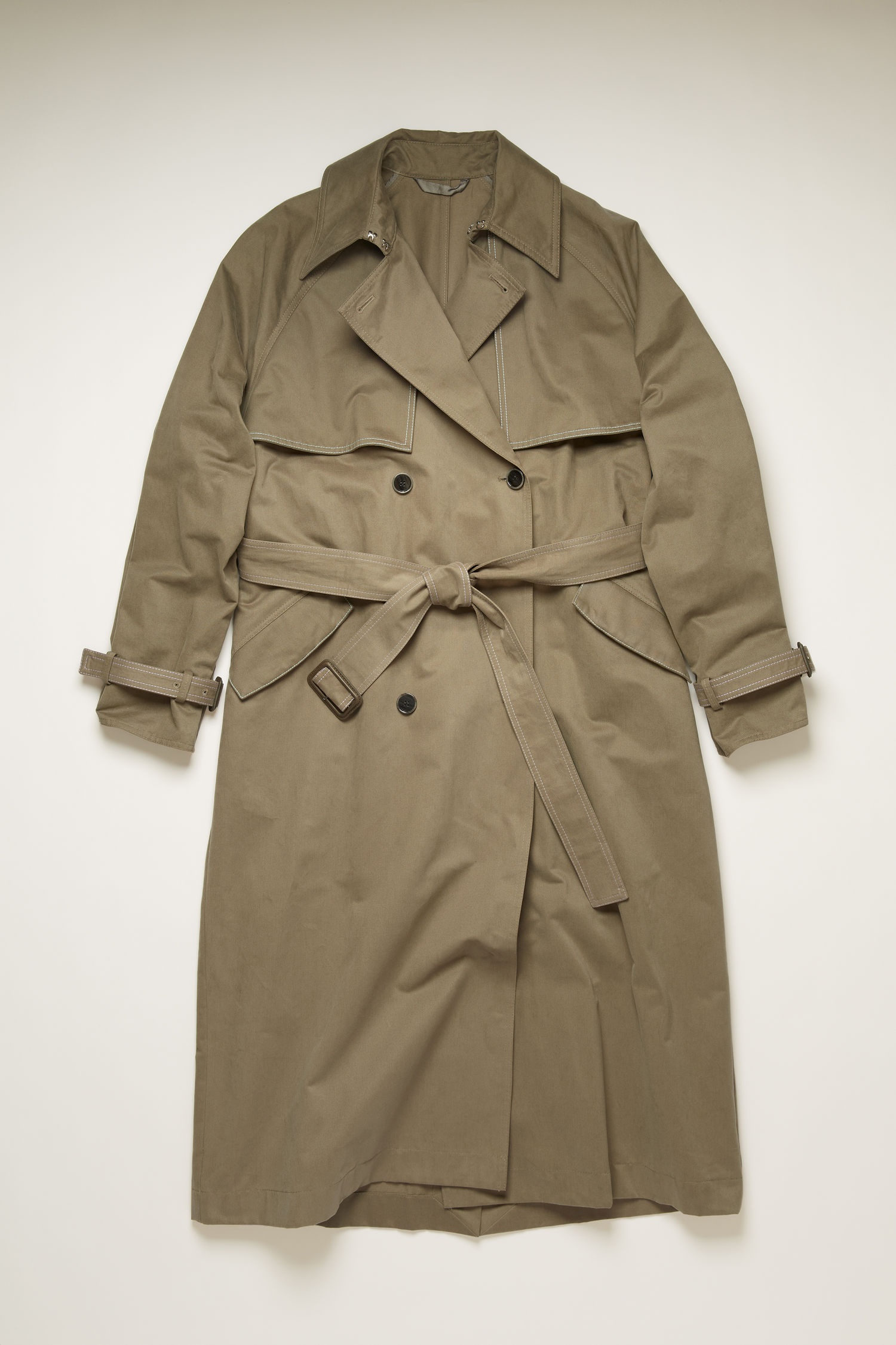 Double-breasted trench coat stone grey - 1