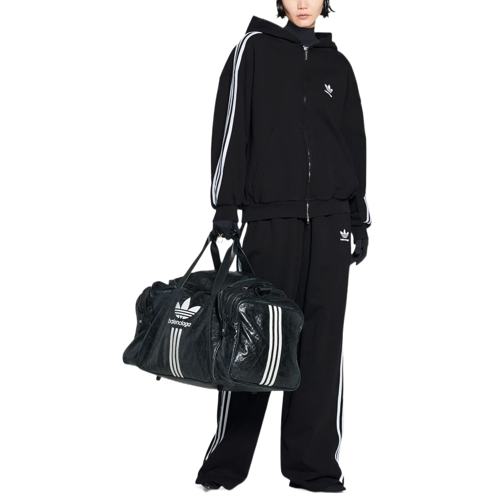Balenciaga x adidas Zip-Up Hoodie 'Black White' 723754TNVN28482 - 3