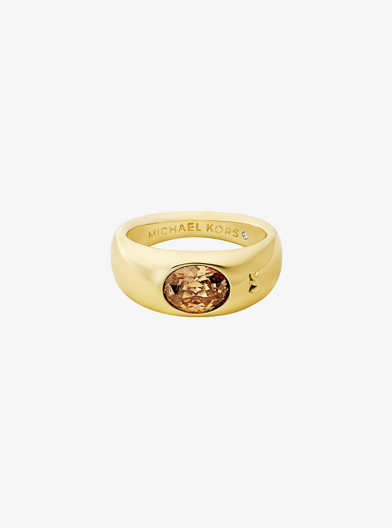 MICHAEL KORS Precious Metal-Plated Cubic Zirconia Signet Ring outlook