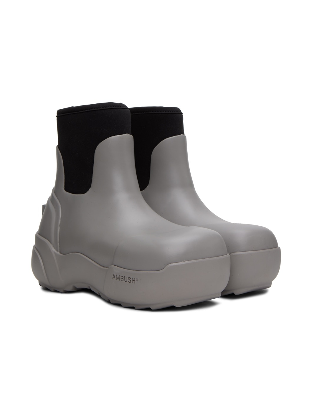 Gray & Black Square Toe Boots - 4