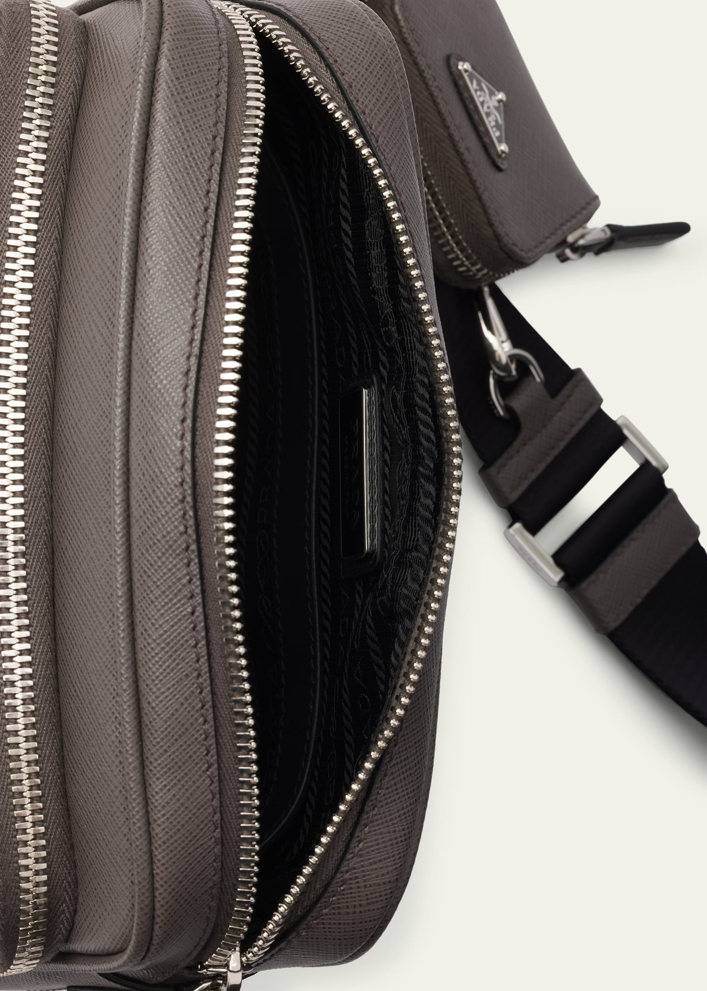 Men's Saffiano Leather Crossbody Bag with Pouch - 4