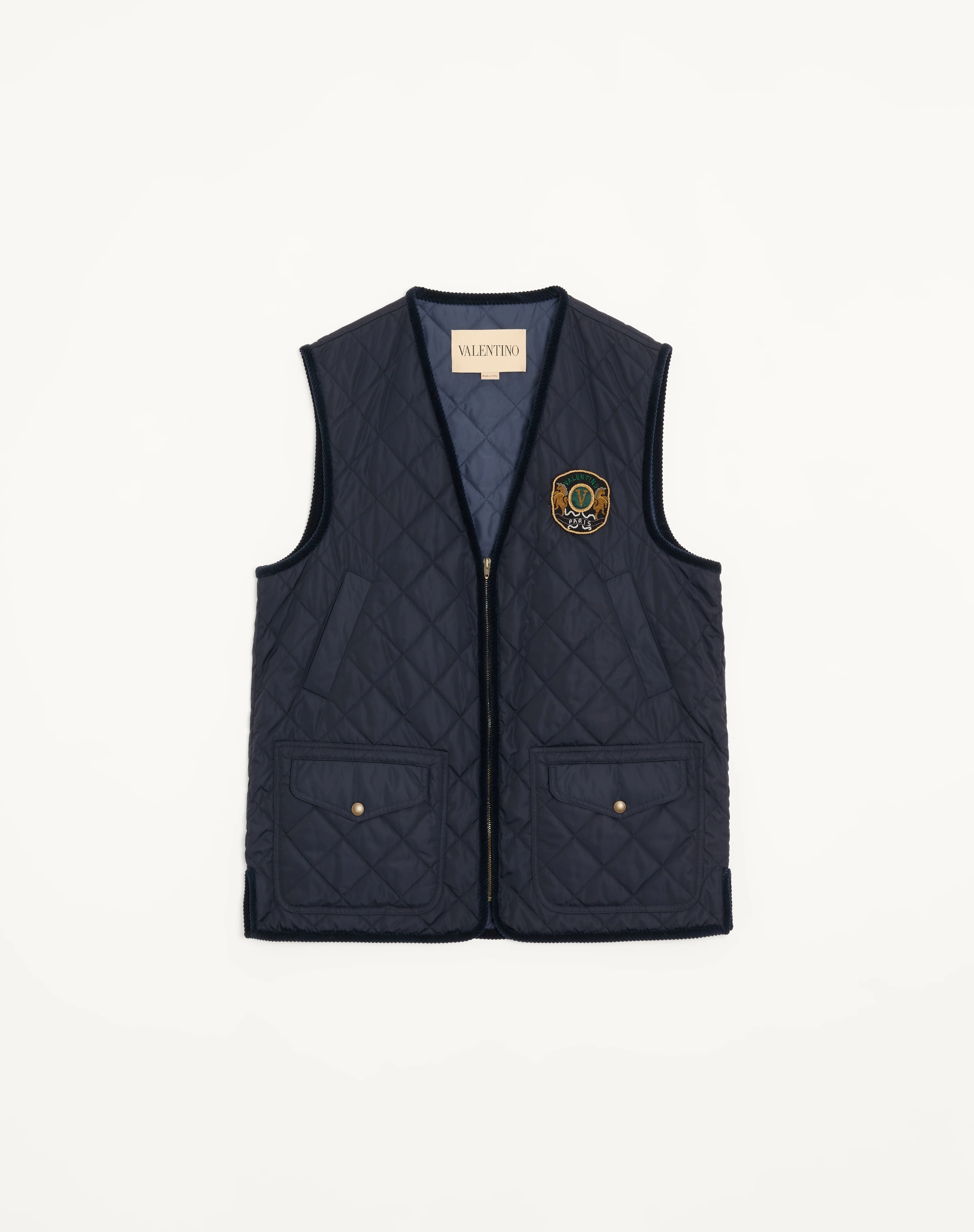 VALENTINO LIGHTWEIGHT NYLON VEST WITH EMBROIDERED VALENTINO PATCH - 1