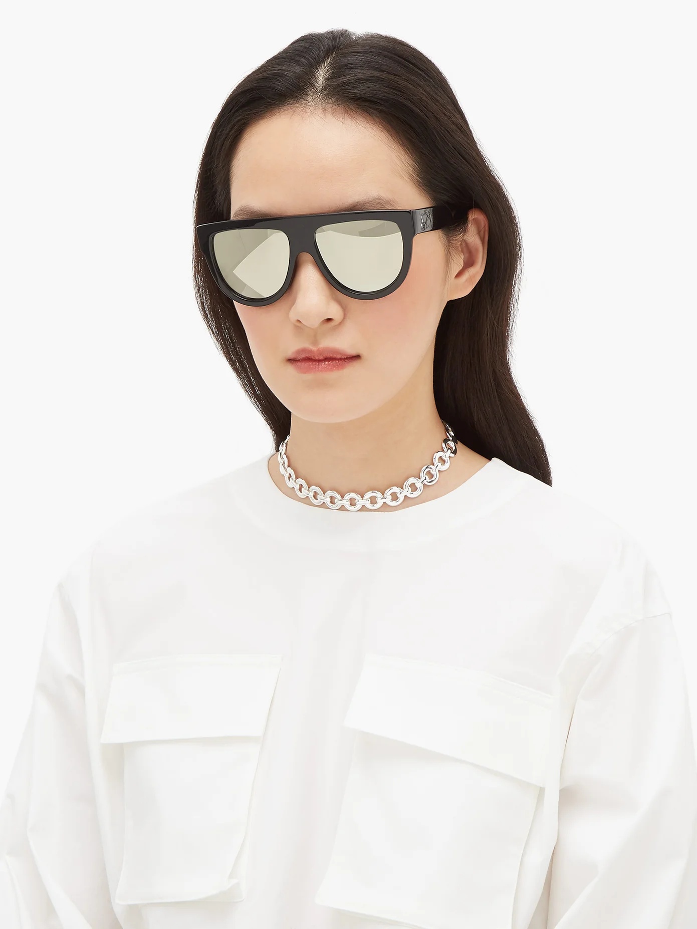 Mirrored flat-top acetate sunglasses - 2