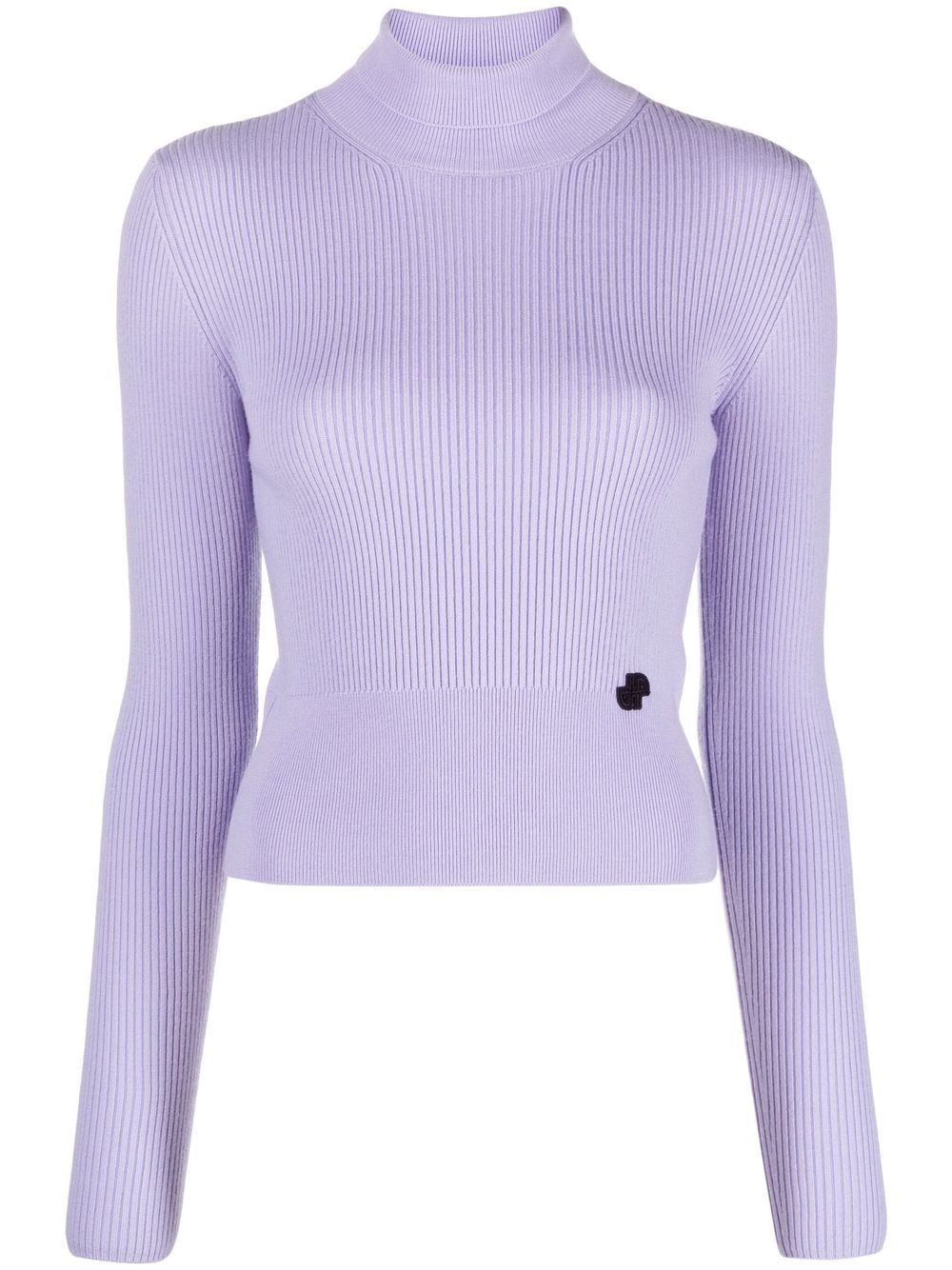logo-plaque ribbed-knit top - 1