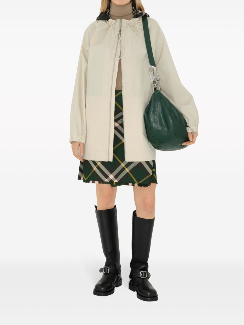 checkered hood cotton parka - 2