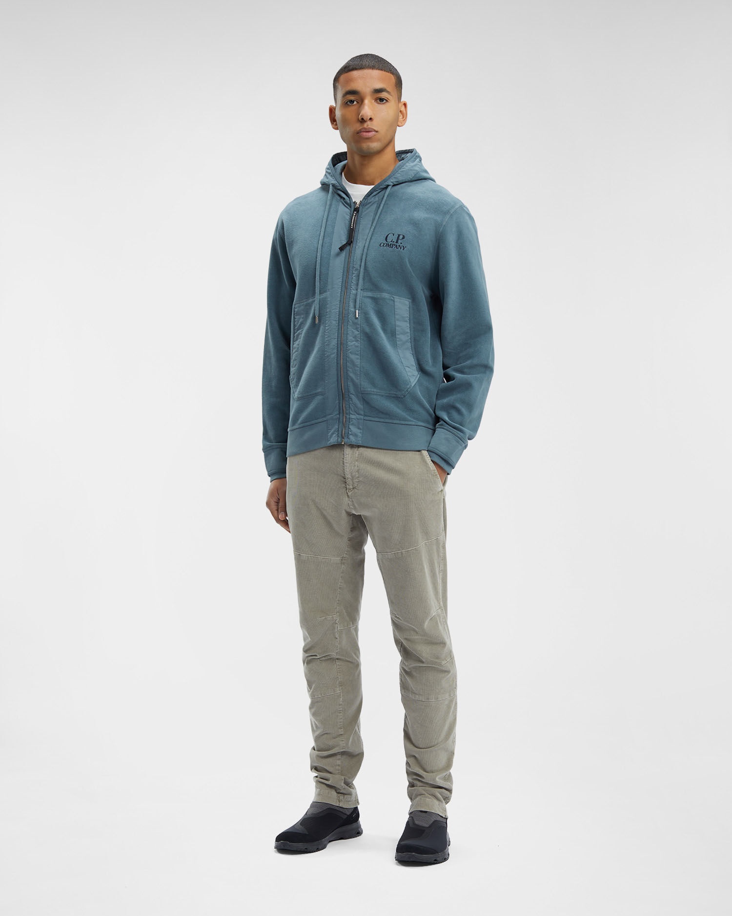 C.P. Company Reverse Brushed & Emerized Diag. Fleece Zipped