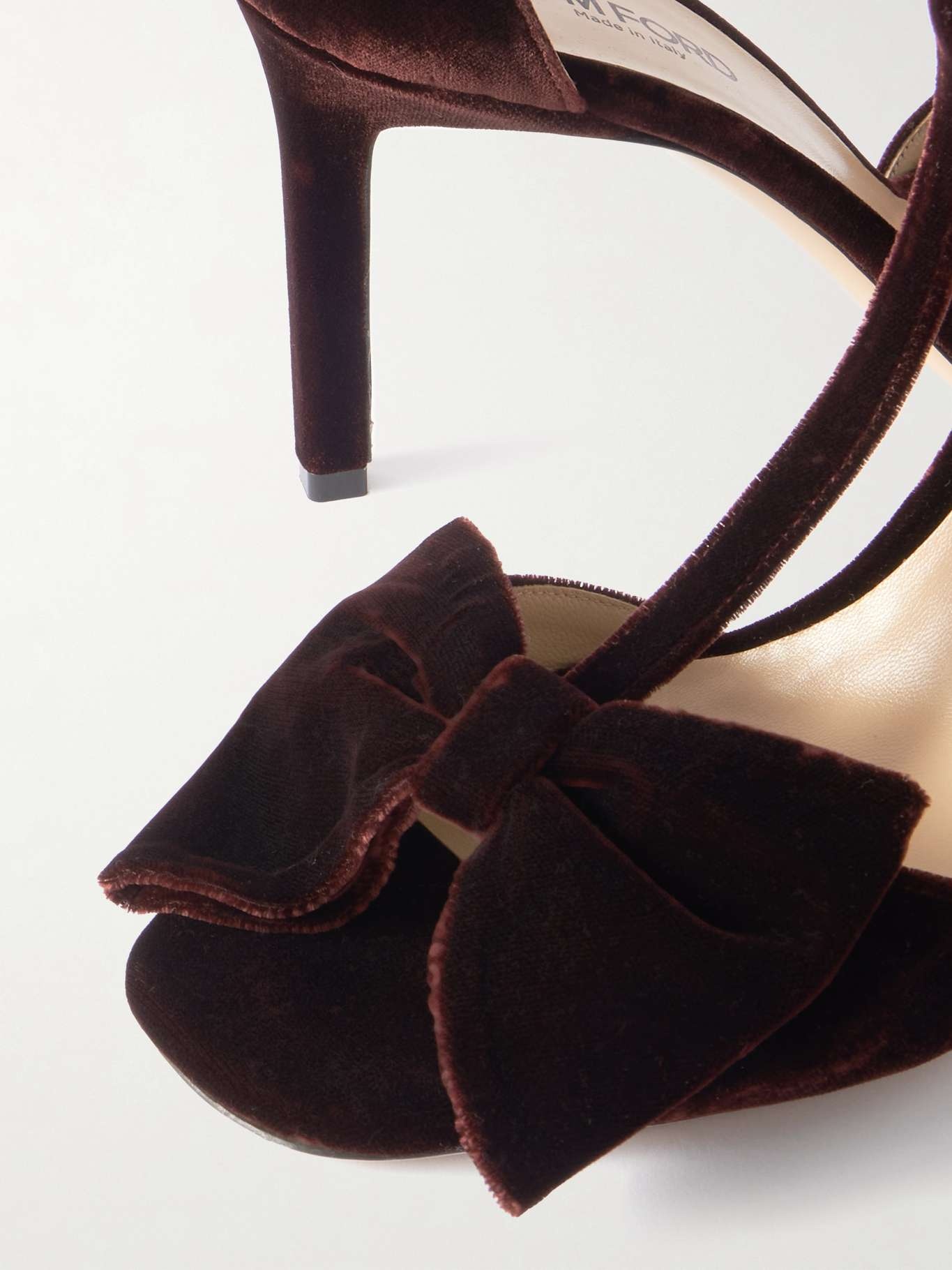 Brigitte bow-embellished velvet sandals Burgundy - 4