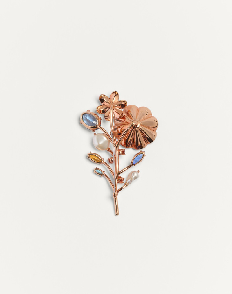 VALENTINO GARAVANI PAPIER FLORAL BROOCH IN METAL, BEADS AND SWAROVSKI® CRYSTALS 5