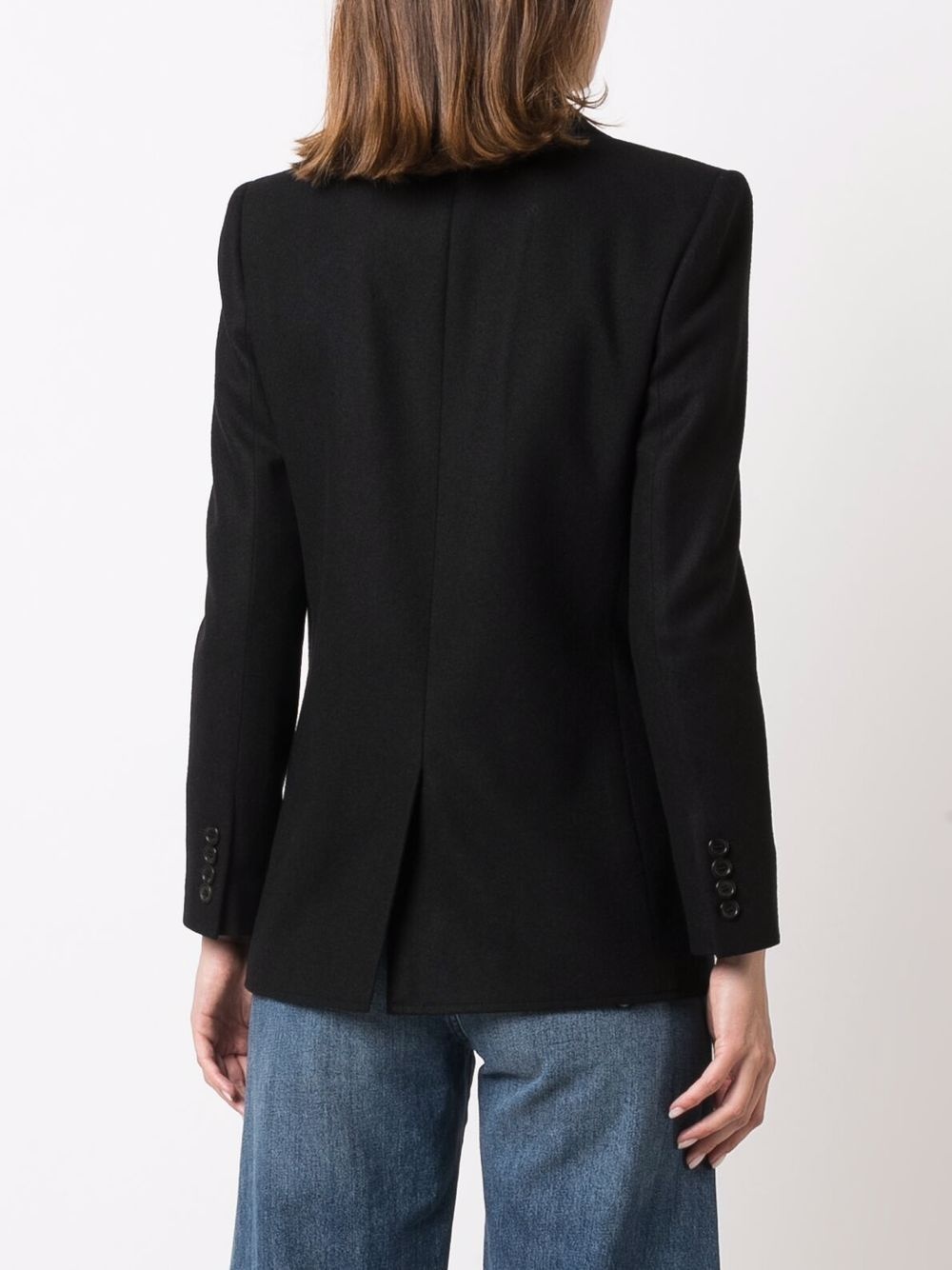 logo-embroidered single-breasted blazer - 4