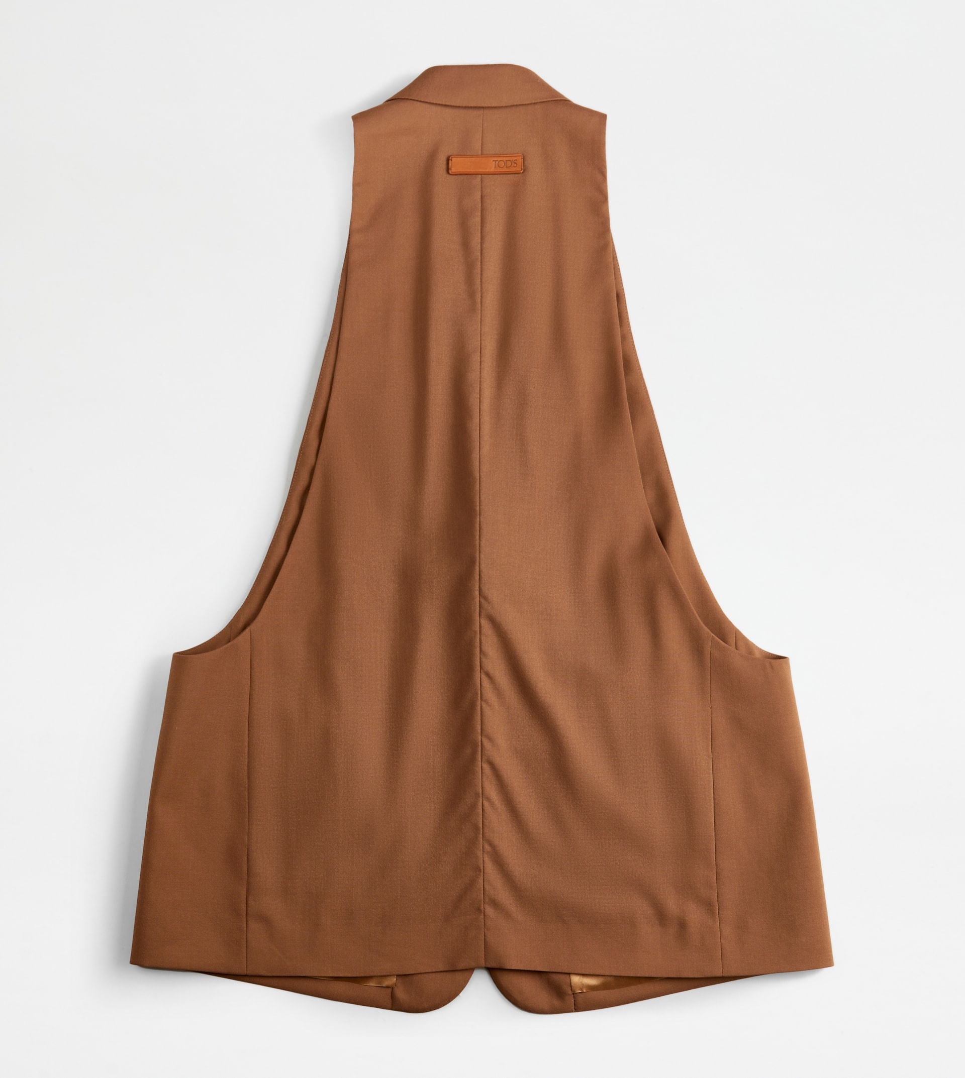 GILET IN SILK BLEND WOOL - BROWN - 7