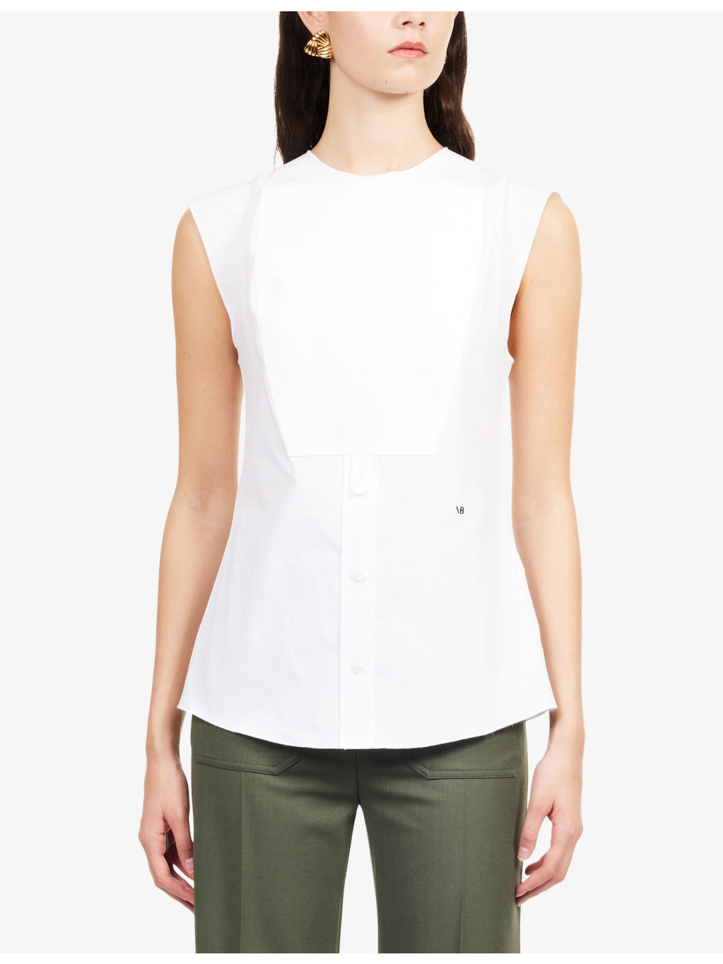 Sleeveless Bib Cotton Shirt - 3